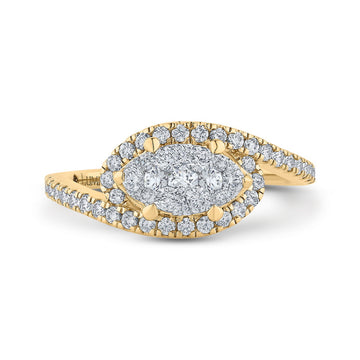 Round Diamond Promise Engagement Ring in 14K Two Tone Gold